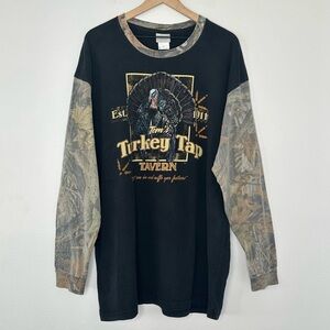 Vintage Artisans Shirt SZ XXL Tom's Turkey Tap Tavern Black Camo 100% Cotton
